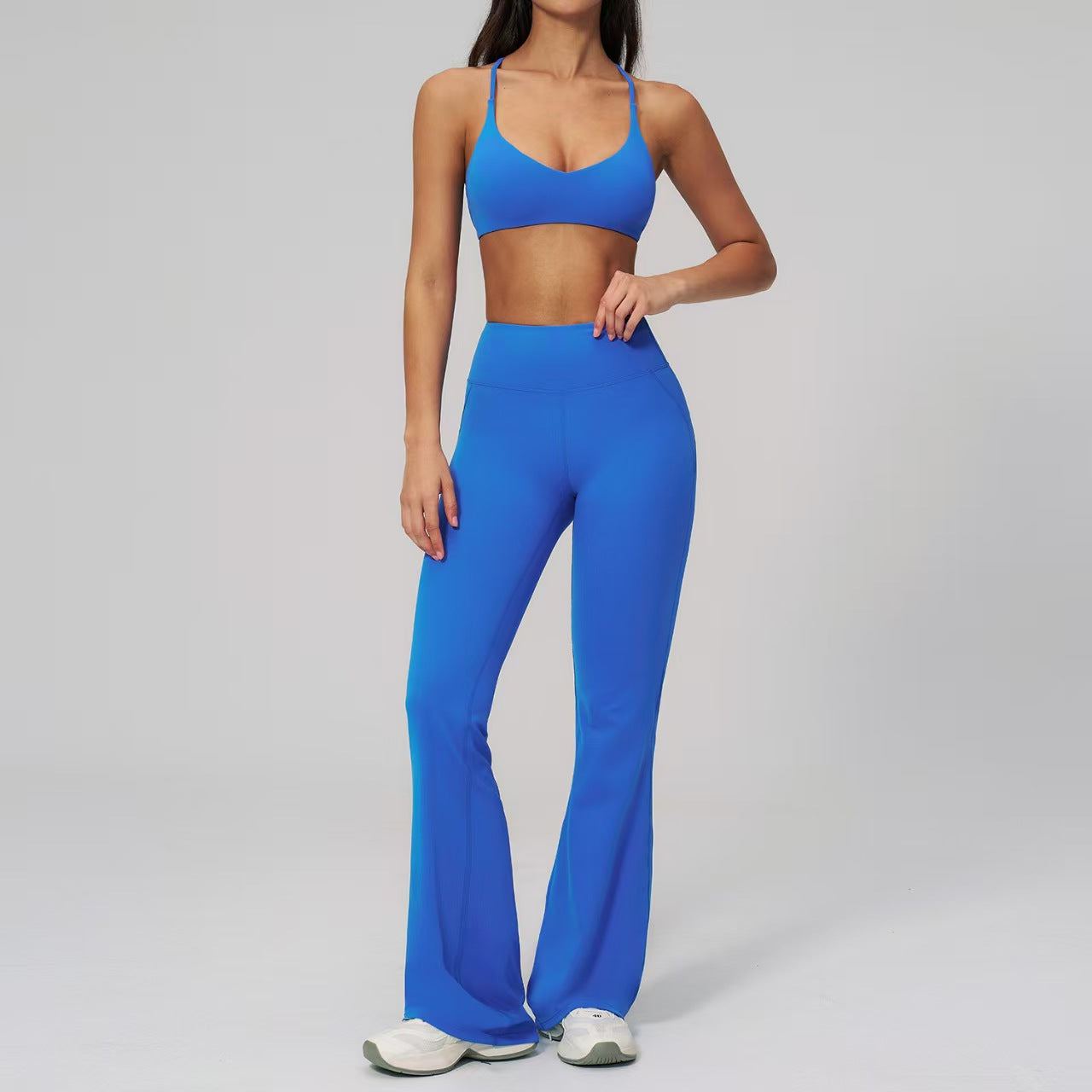 T588-1146   Backless yoga suit set, neck hanging tight quick drying sportswear