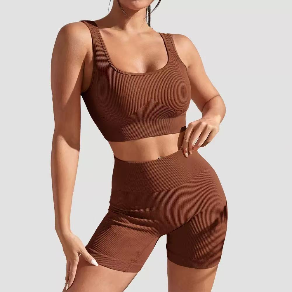T588-976  Colorful shorts vest set yoga set
