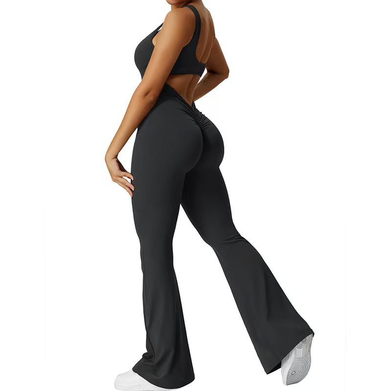 T588-1182  Jumpsuit backless yoga suit