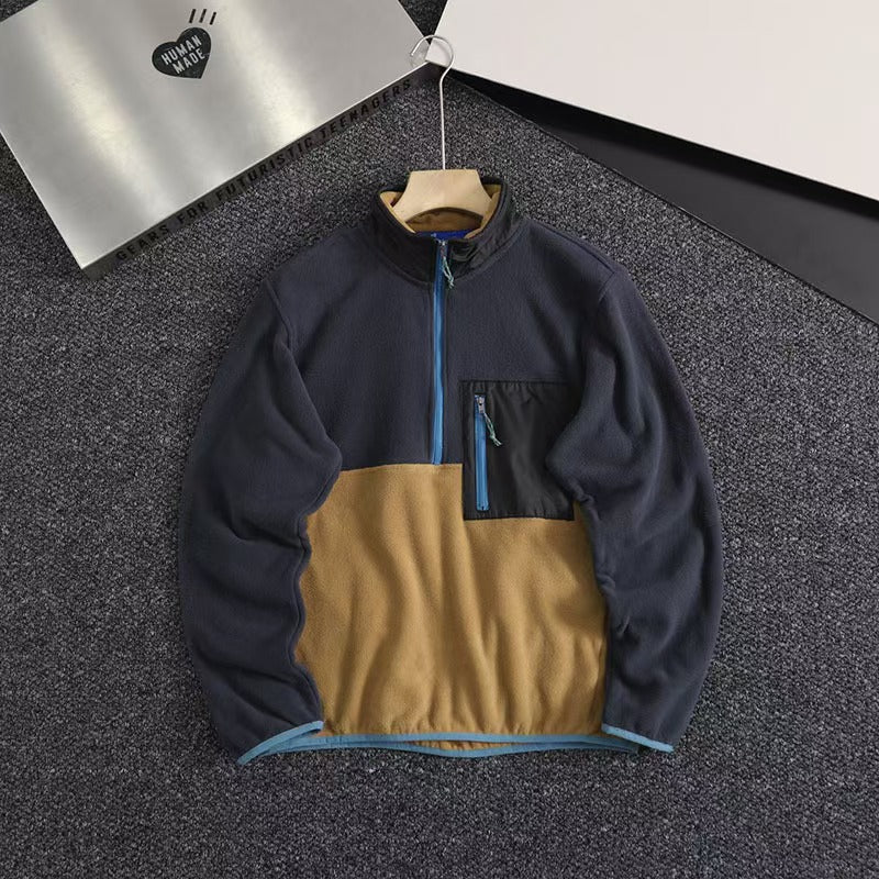 T588-712   Splicing contrasting half zip hoodie-GYYF