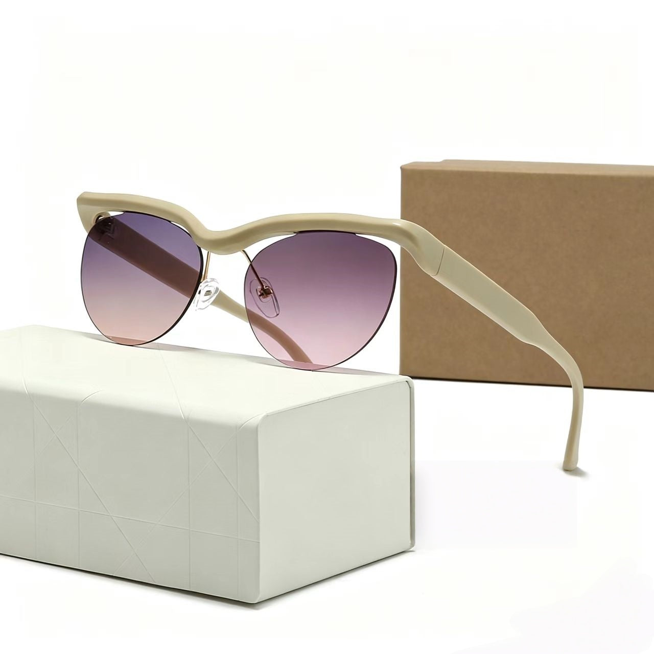T588-1160 Elliptical personality sunglasses with large frame design
