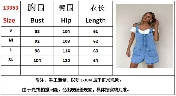 T588-1098  Cowboy overalls slim fit straight leg jumpsuit shorts