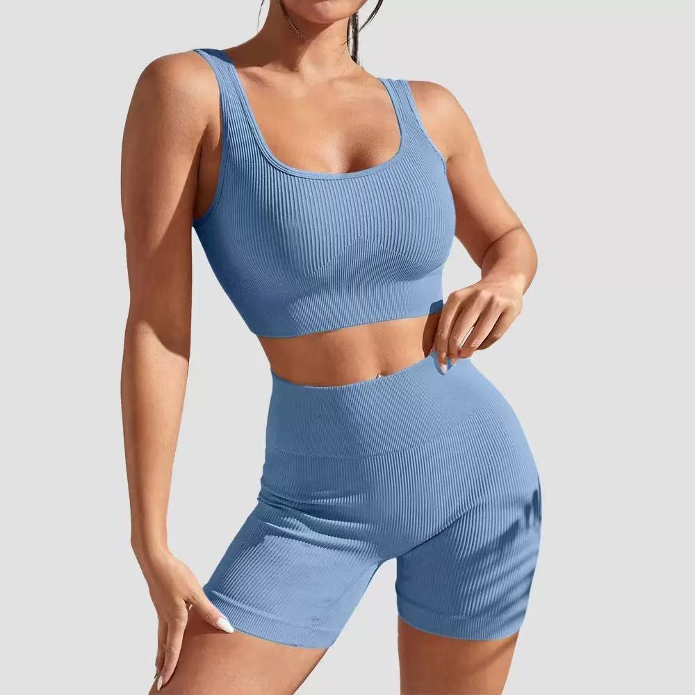 T588-976  Colorful shorts vest set yoga set