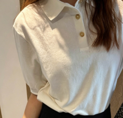 Collar fine button knit sweater E1260