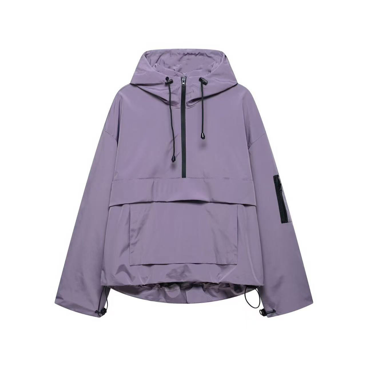T588-928  Casual sports style semi zipper assault jacket hoodie hooded