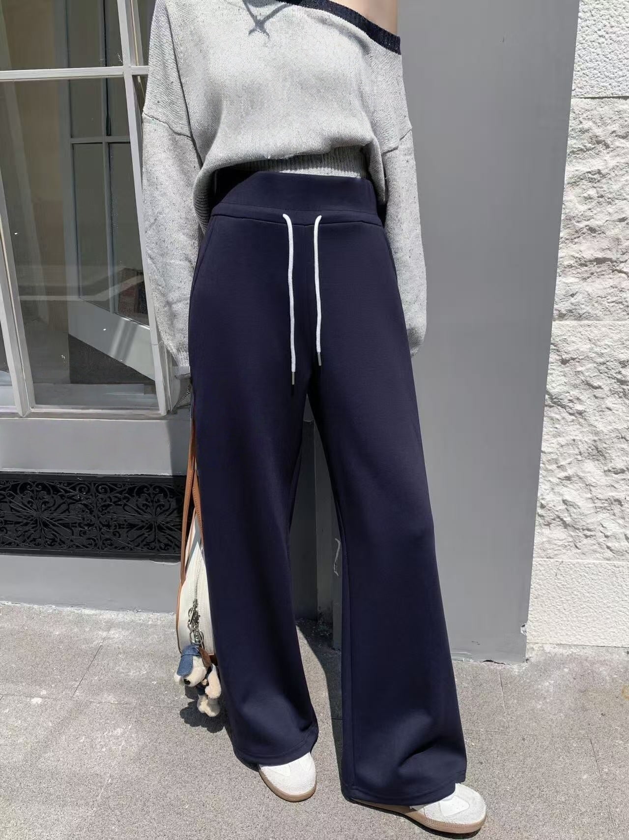T588-720  Casual wide leg loose classic minimalist sweatpants