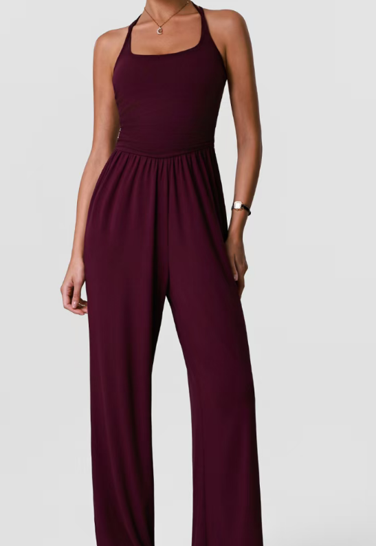 T588-1145 Strap hanging neck European yoga suit jumpsuit for sports and leisure